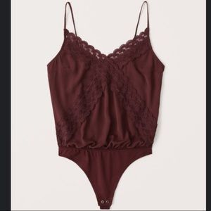 Abercrombie Burgundy Lace Cami Bodysuit Size S